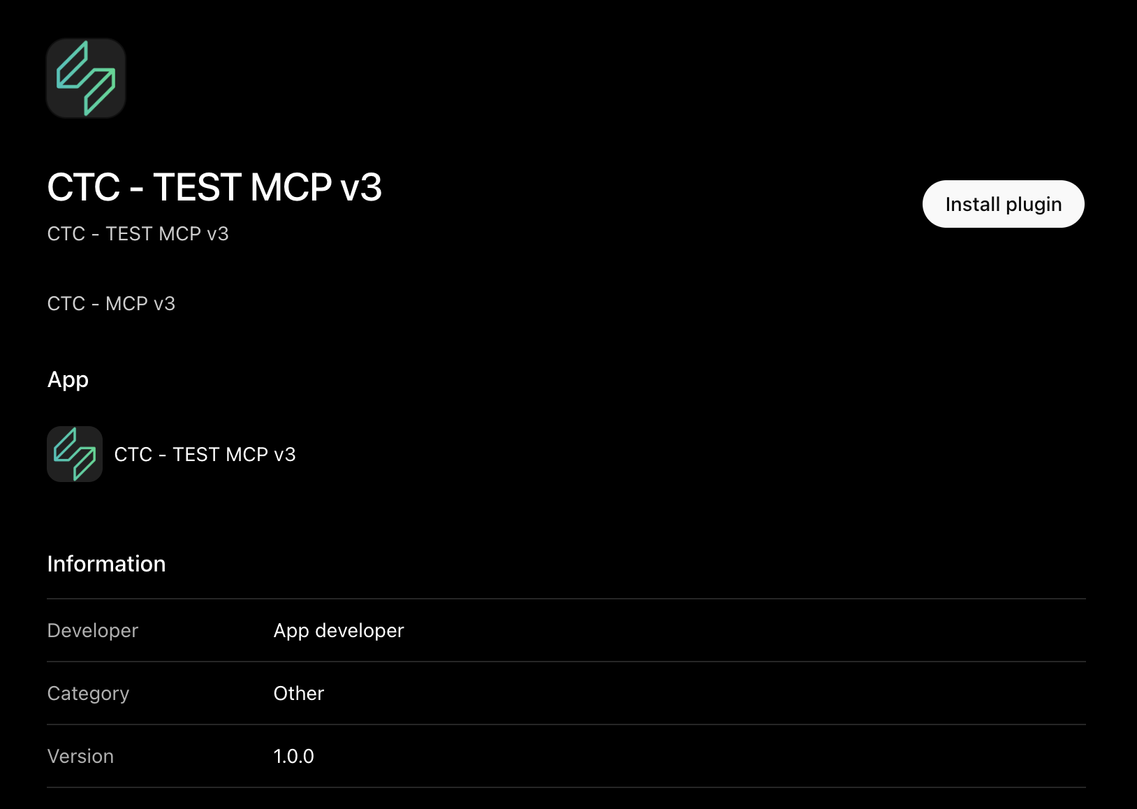 CTC test MCP v3 plugin install page
